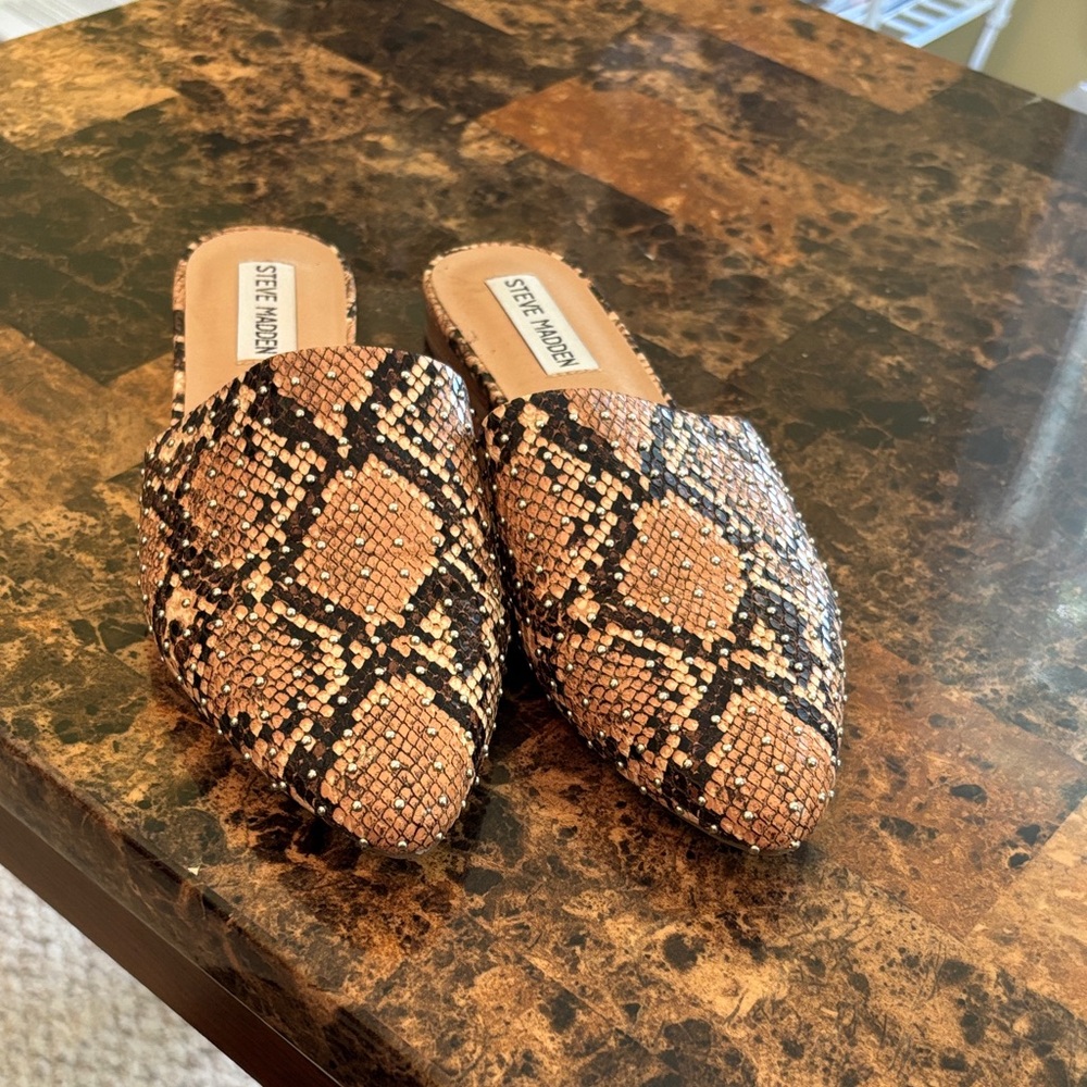 Steve Madden Women's Brown Snake Pattern Mules